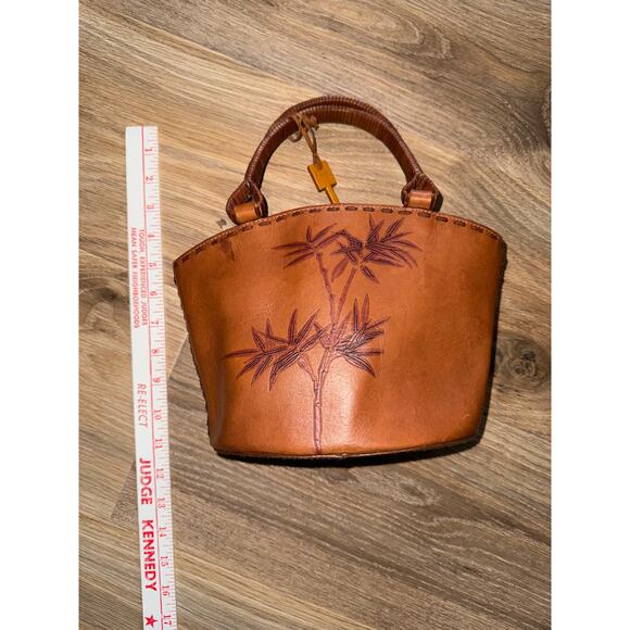 FOSSIL vintage bamboo leather bag - Picture 3 of 12